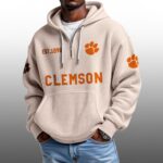 Clemson EST 1896 Half Quarter Zip Waffle Hoodie