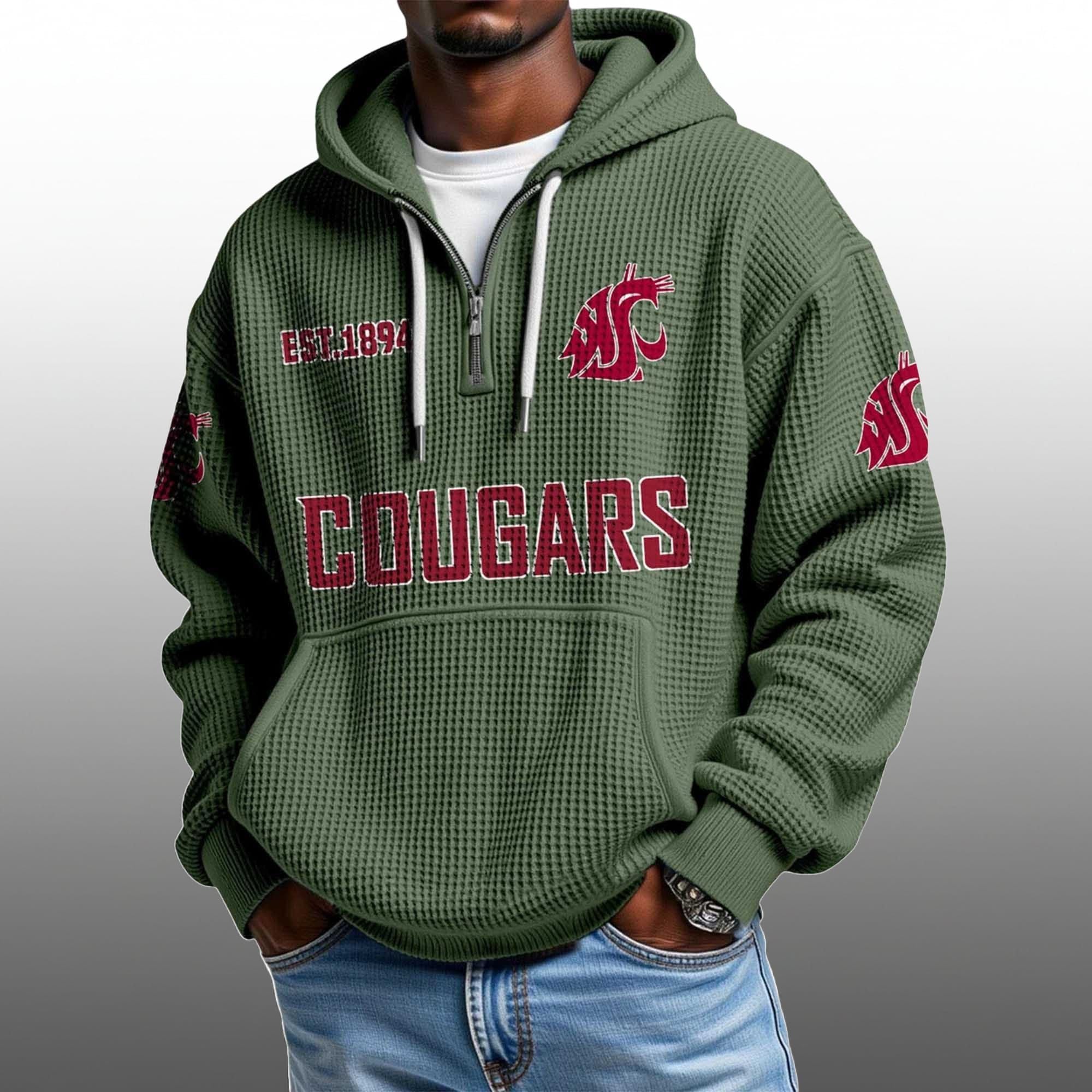 Cougars EST 1894 Half Quarter Zip Waffle Hoodie 2 Cougars EST 1894 Half Quarter Zip Waffle Hoodie 2