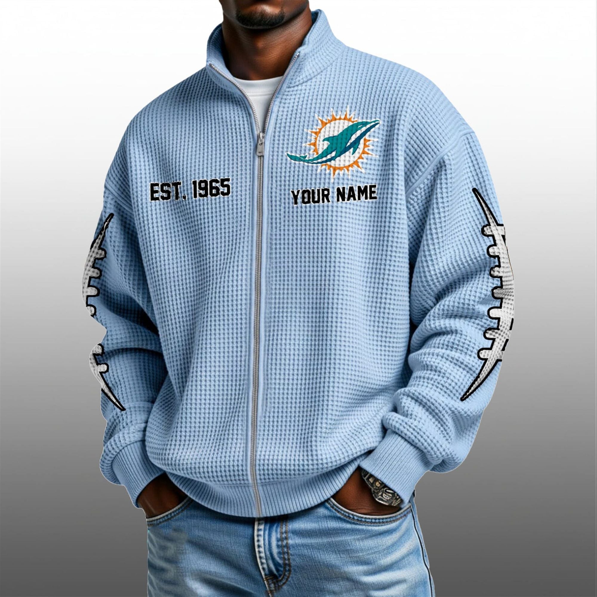 Dolphins EST 1965 Quarter Zip Waffle Sweatshirt 3 Dolphins EST 1965 Quarter Zip Waffe Sweatshirt 3