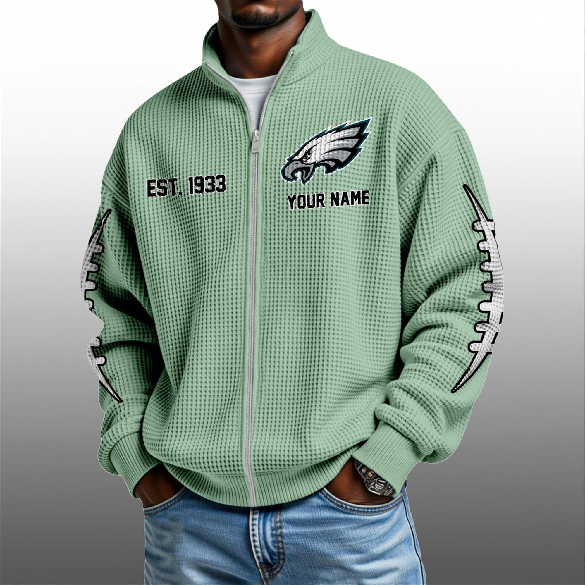 Eagles EST 1933 Quarter Zip Waffle Sweatshirt Eagles EST 1933 Quarter Zip Waffle Sweatshirt