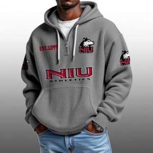 Northern Illinois Huskies EST 1899 Half Quarter Zip Waffle Hoodie 1