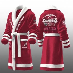 2025 Crimson Tide Southeastern Conference Champions Roll Tide Fleece Bathrobe 1 1