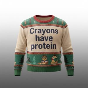 Cam Skattebo Crayons Have Protein Christmas Ugly Sweater 1