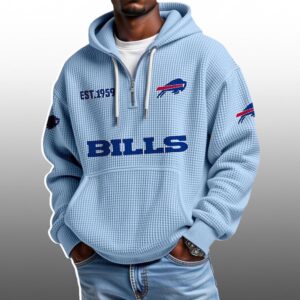 Bills EST 1959 Half Quarter Zip Waffle Hoodie 1