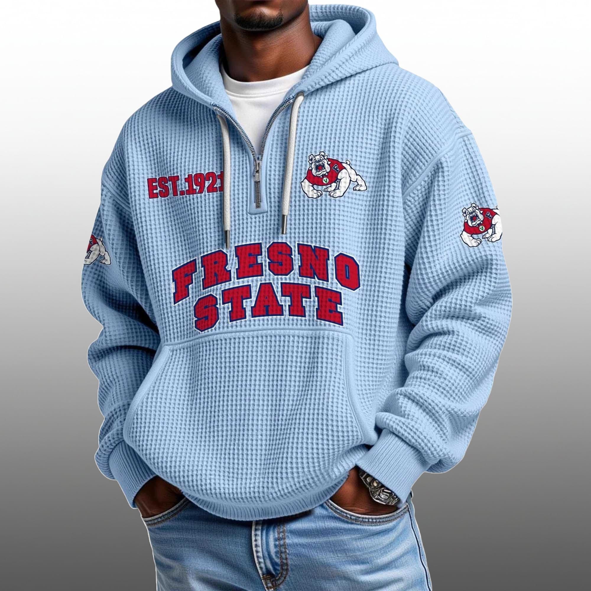 Fresno State EST 1921 Half Quarter Zip Waffle Hoodie 4 Fresno State EST 1921 Half Quarter Zip Waffle Hoodie 4