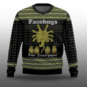 2025 Christmas FaceHugs For Everyone Alien Ugly Sweater 1 1