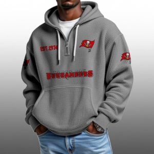 Buccaneers EST 1974 Half Quarter Zip Waffle Hoodie 1