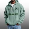 Hawaii EST 1909 Half Quarter Zip Waffle Hoodie 1