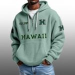 Hawaii EST 1909 Half Quarter Zip Waffle Hoodie