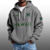 Hawaii EST 1909 Half Quarter Zip Waffle Hoodie 2