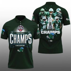 2025 Tulane Green Wave Football Champs Polo Shirt 1