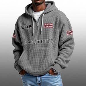 Ragin Cajuns Lafayette EST 1893 Half Quarter Zip Waffle Hoodie