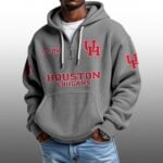 Houston Cougars EST 1946 Half Quarter Zip Waffle Hoodie