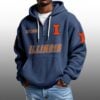 Illinois EST 1890 Half Quarter Zip Waffle Hoodie