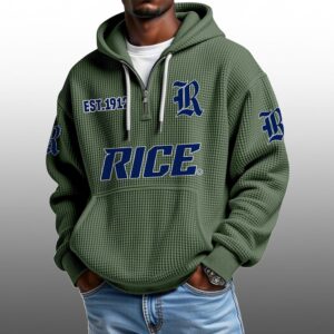 Rice EST 1912 Half Quarter Zip Waffle Hoodie 1