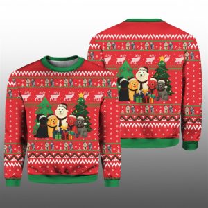 Dogs Gathering Ugly Christmas Sweater 2025 Christmas 1 1