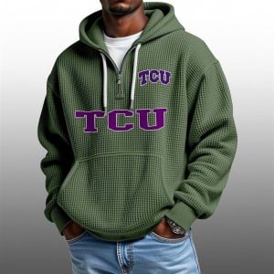 2026 Tcu Horned Frogs Waffle Zip Hoodie 1