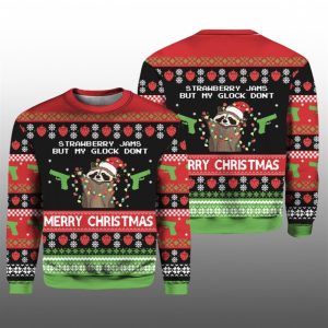 Strawberry Jams But My Glock Dont Merry Ugly Sweater 2025 Christmas 1 1