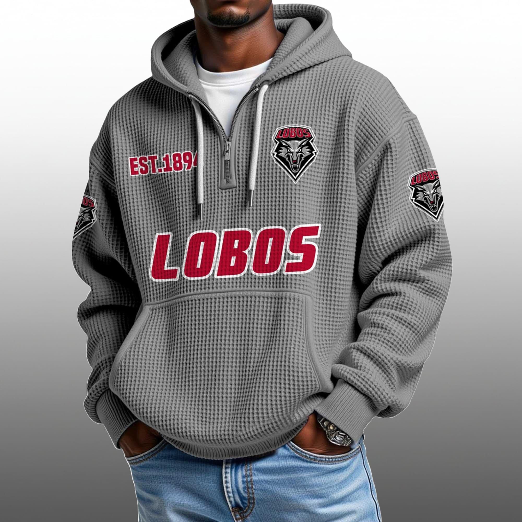 Lobos EST 1894 Half Quarter Zip Waffle Hoodie 2 Lobos EST 1894 Half Quarter Zip Waffle Hoodie 2