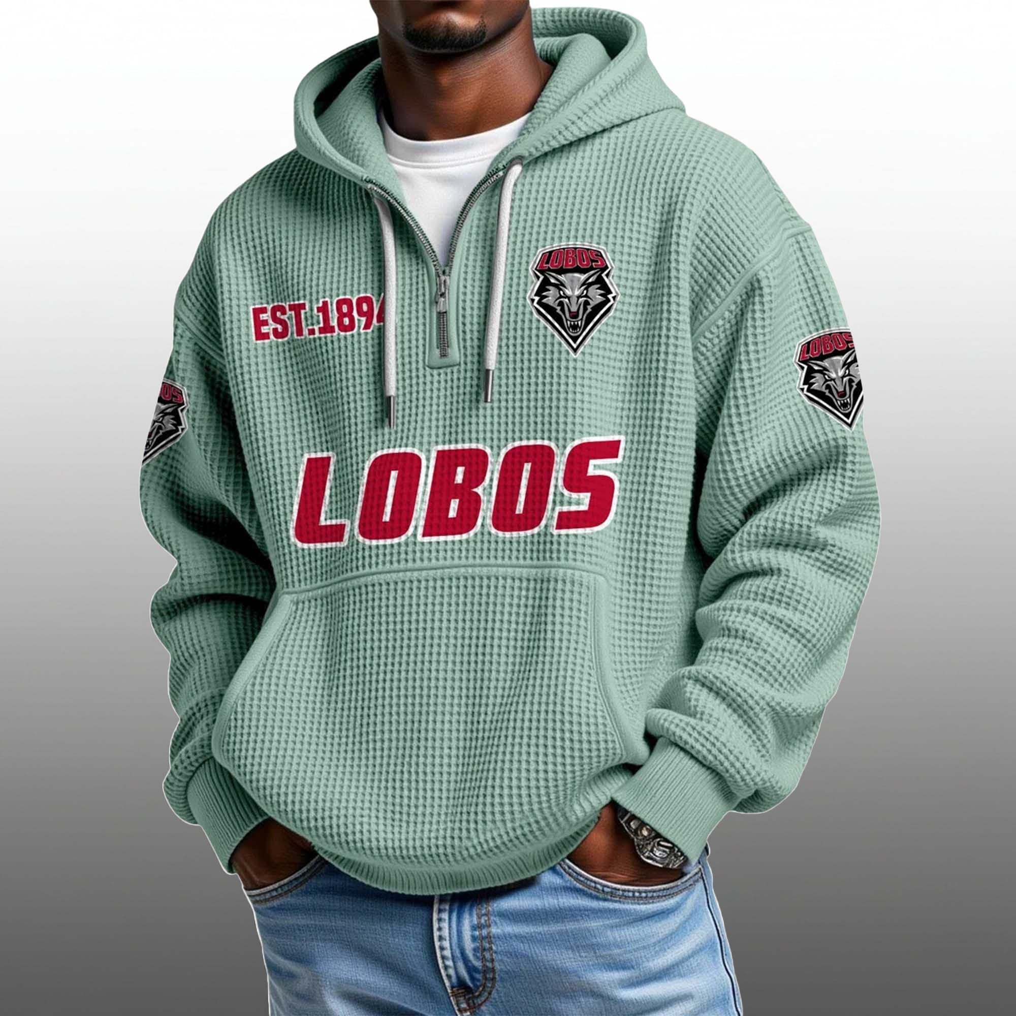 Lobos EST 1894 Half Quarter Zip Waffle Hoodie 3 Lobos EST 1894 Half Quarter Zip Waffle Hoodie 3