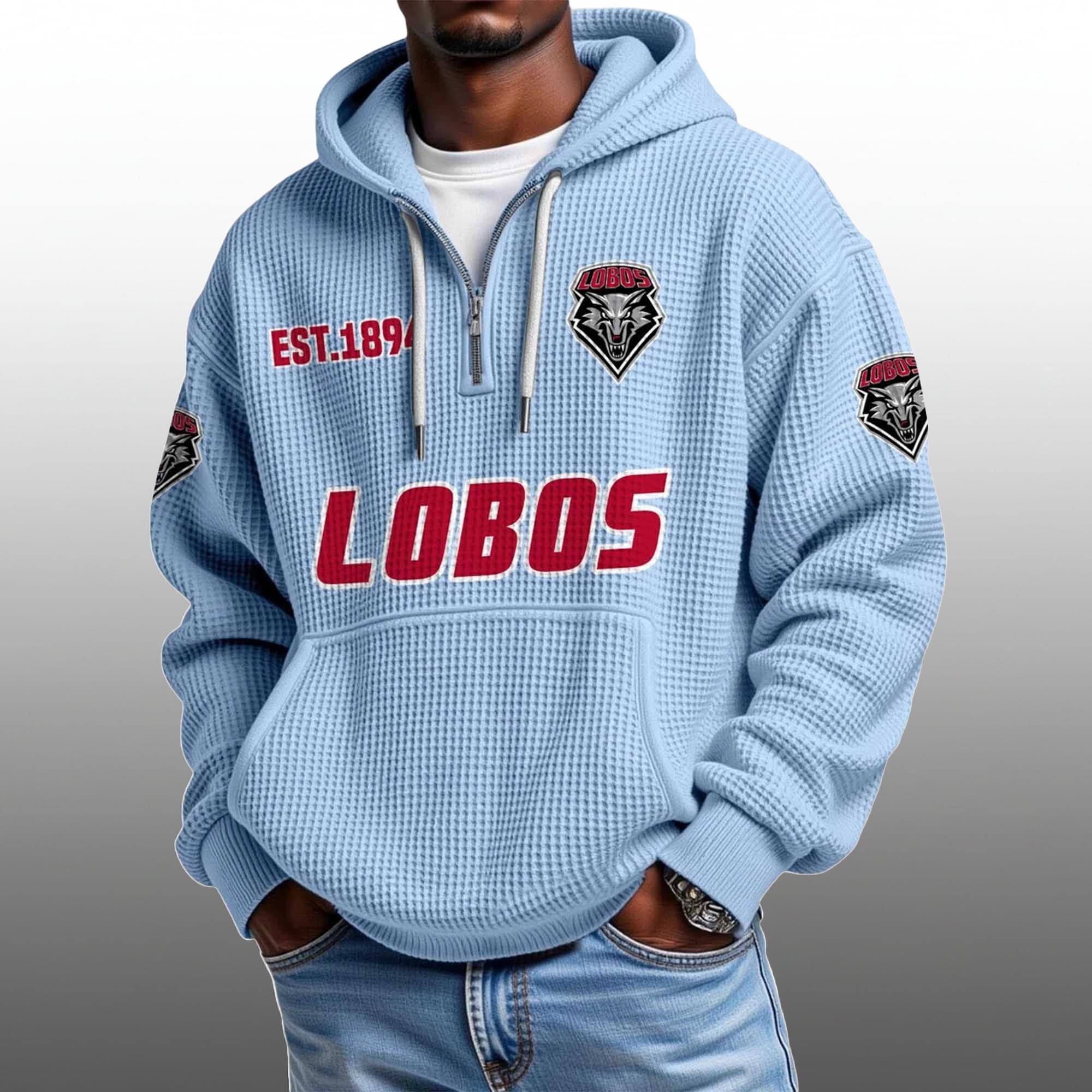 Lobos EST 1894 Half Quarter Zip Waffle Hoodie 4 Lobos EST 1894 Half Quarter Zip Waffle Hoodie 4