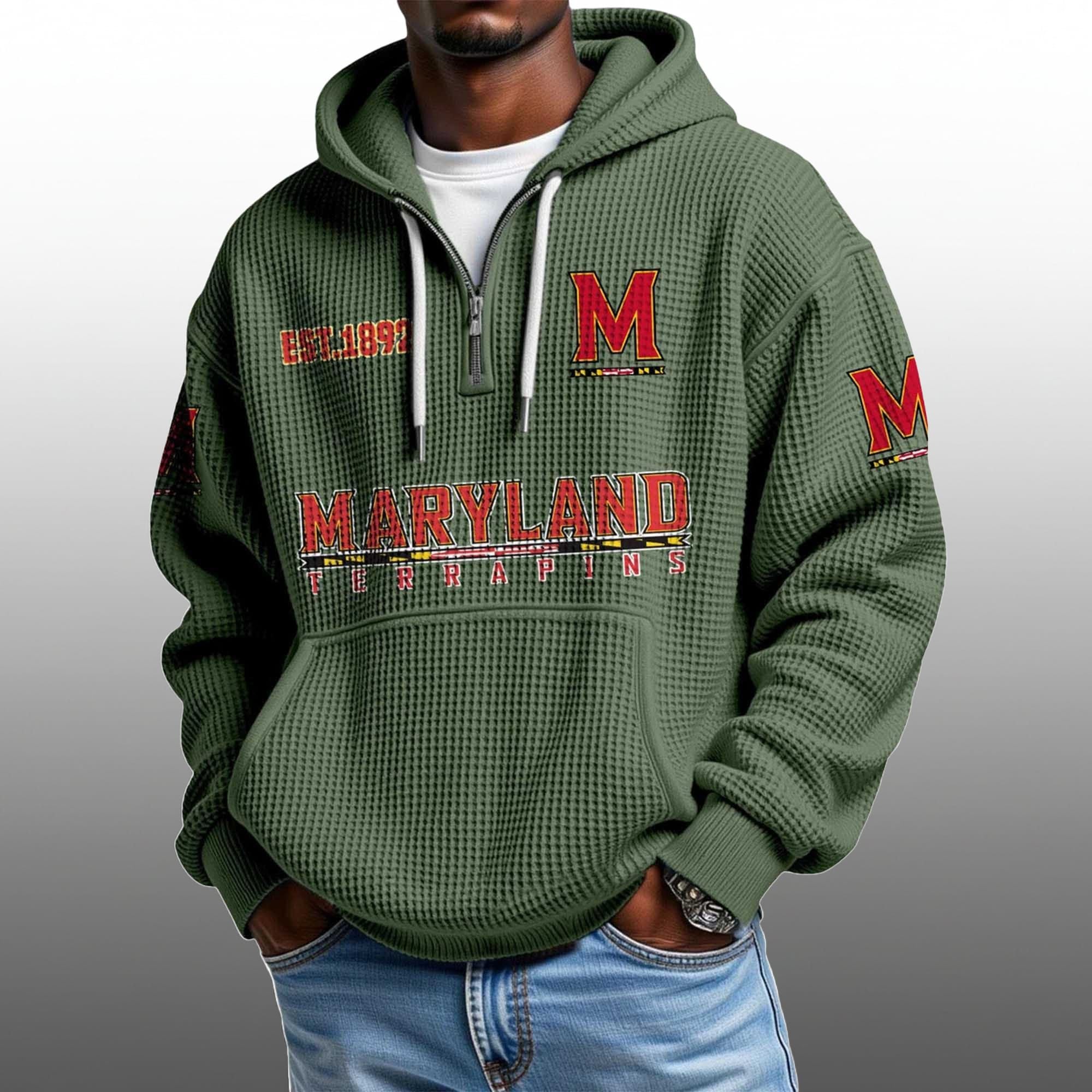 Maryland EST 1892 Half Quarter Zip Waffle Hoodie 2 Maryland EST 1892 Half Quarter Zip Waffle Hoodie 2