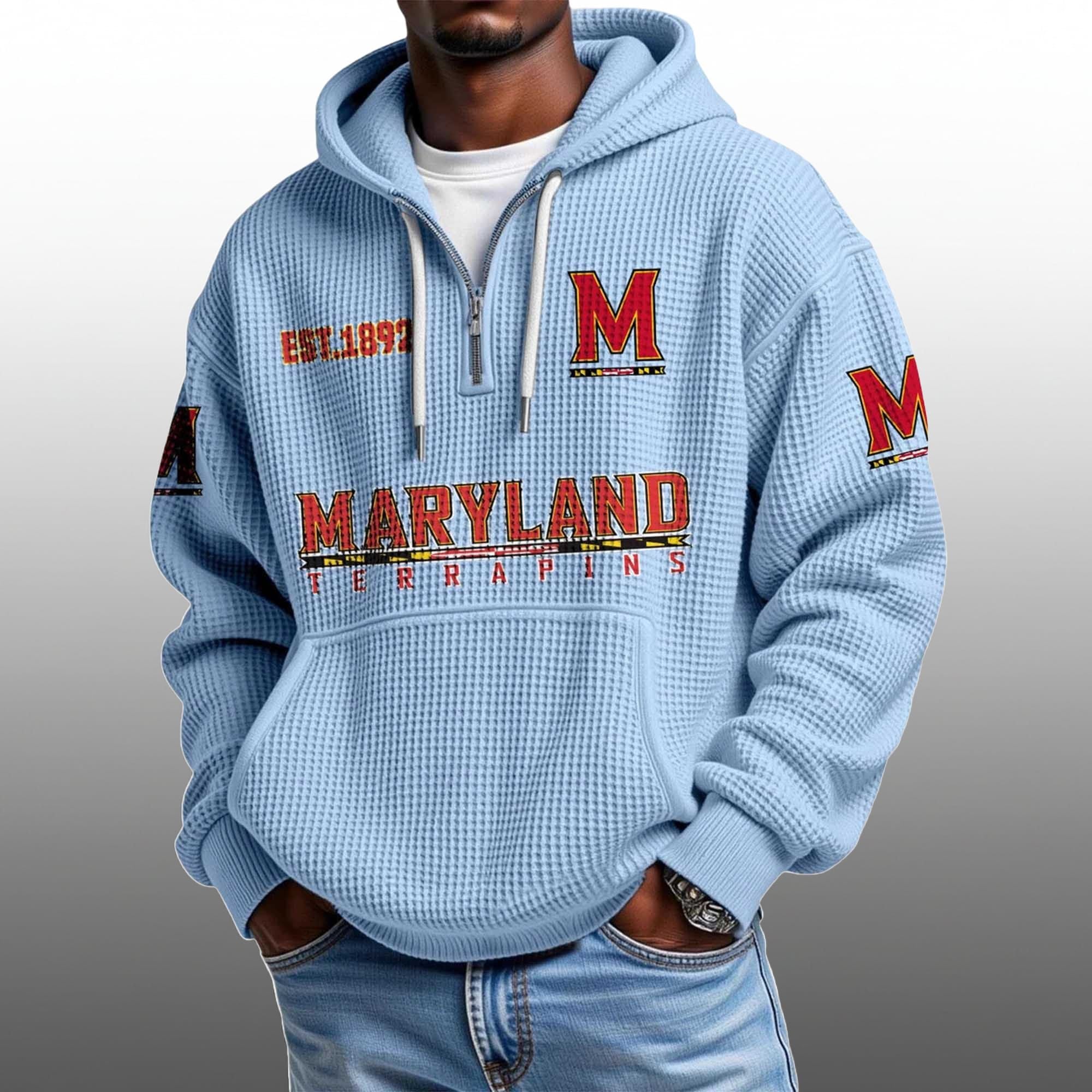 Maryland EST 1892 Half Quarter Zip Waffle Hoodie 3 Maryland EST 1892 Half Quarter Zip Waffle Hoodie 3
