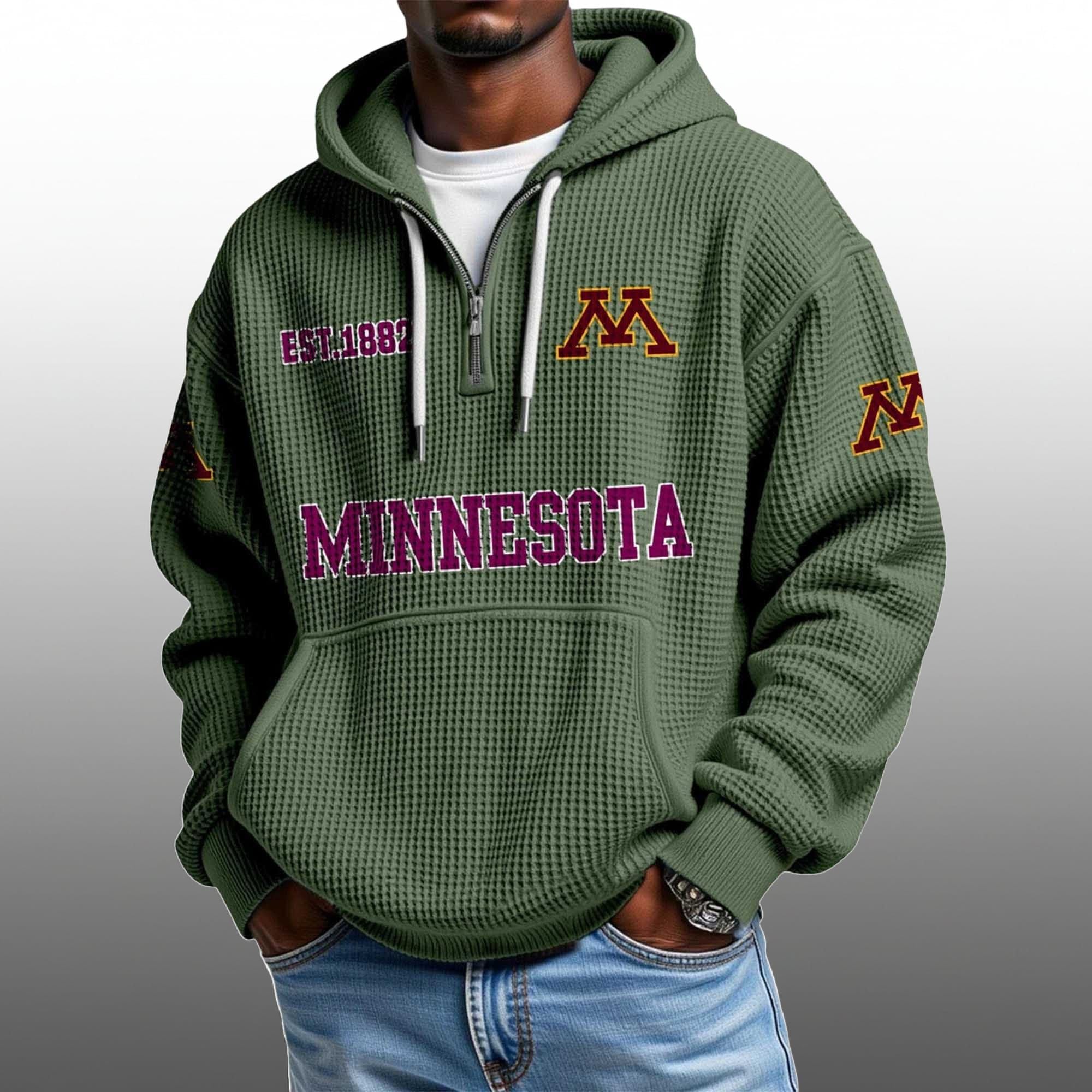 Minnesota EST 1882 Half Quarter Zip Waffle Hoodie 1 Minnesota EST 1882 Half Quarter Zip Waffle Hoodie 1