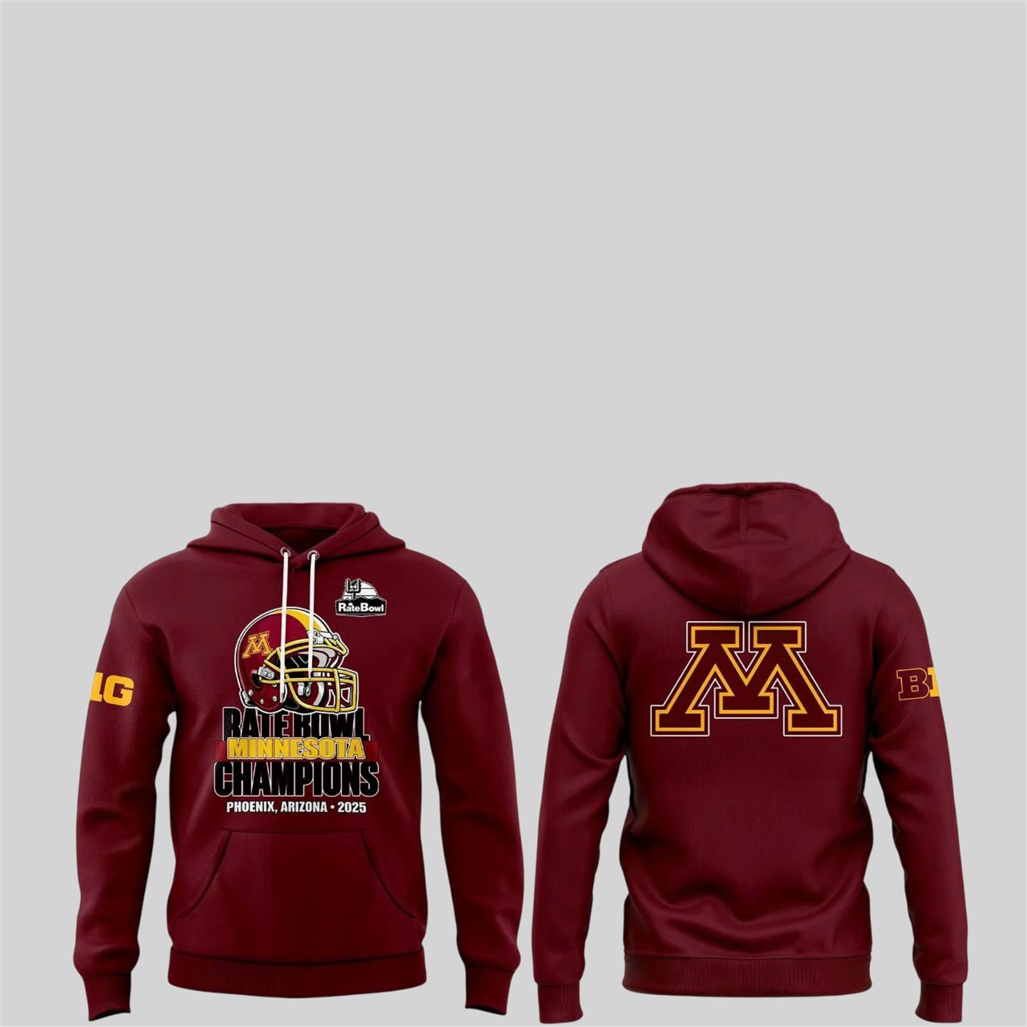 Minnesota Golden Gophers Rate Bowl Big Ten 2025 Champions Hoodie 1 Minnesota Golden Gophers Rate Bowl Big Ten 2025 Champions Hoodie 1
