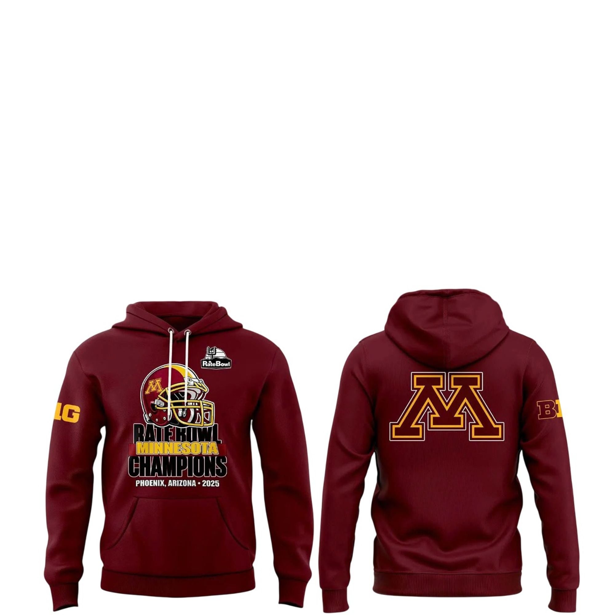 Minnesota Golden Gophers Rate Bowl Big Ten 2025 Champions Hoodie 2 Minnesota Golden Gophers Rate Bowl Big Ten 2025 Champions Hoodie 2
