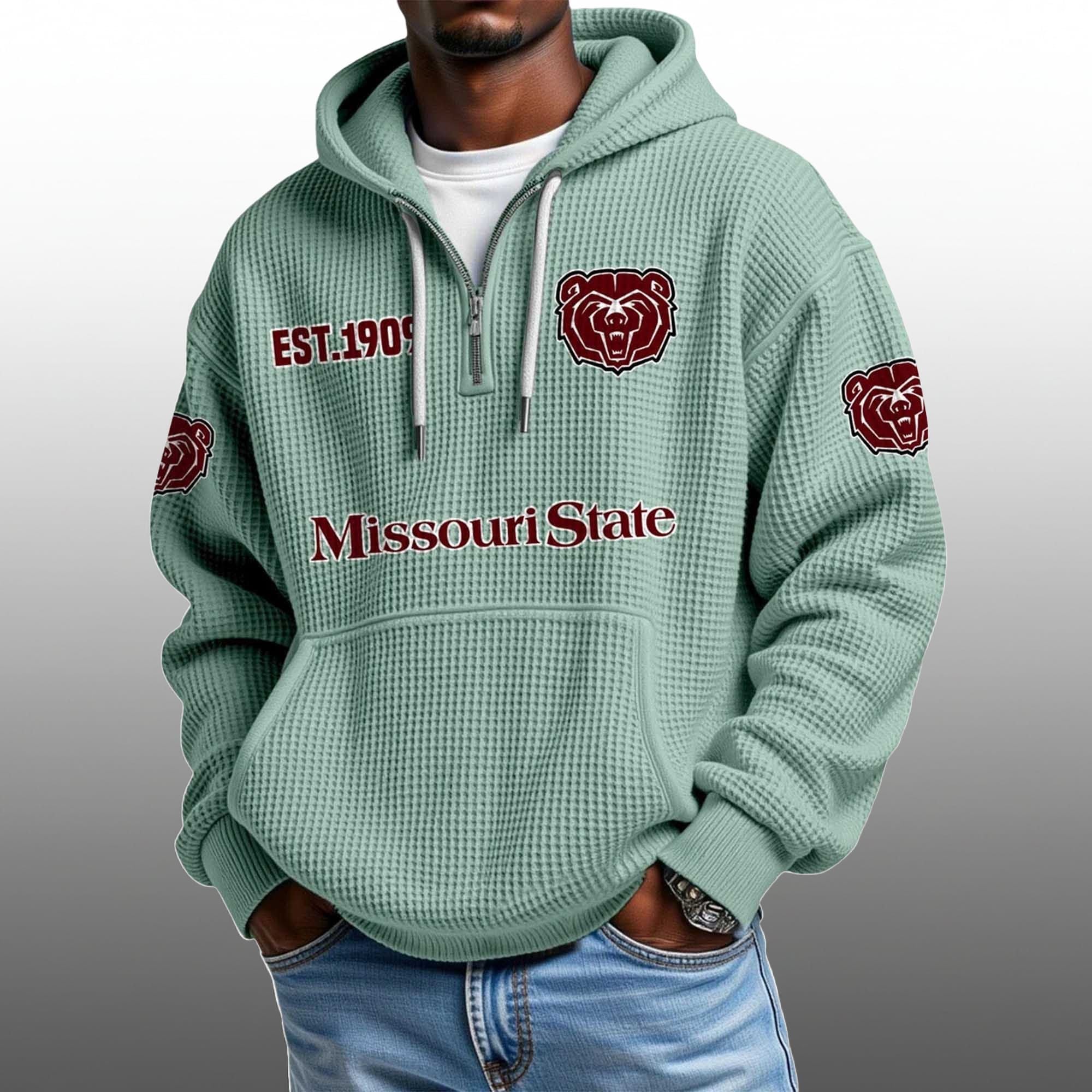 Missouri State EST 1909 Half Quarter Zip Waffle Hoodie 6