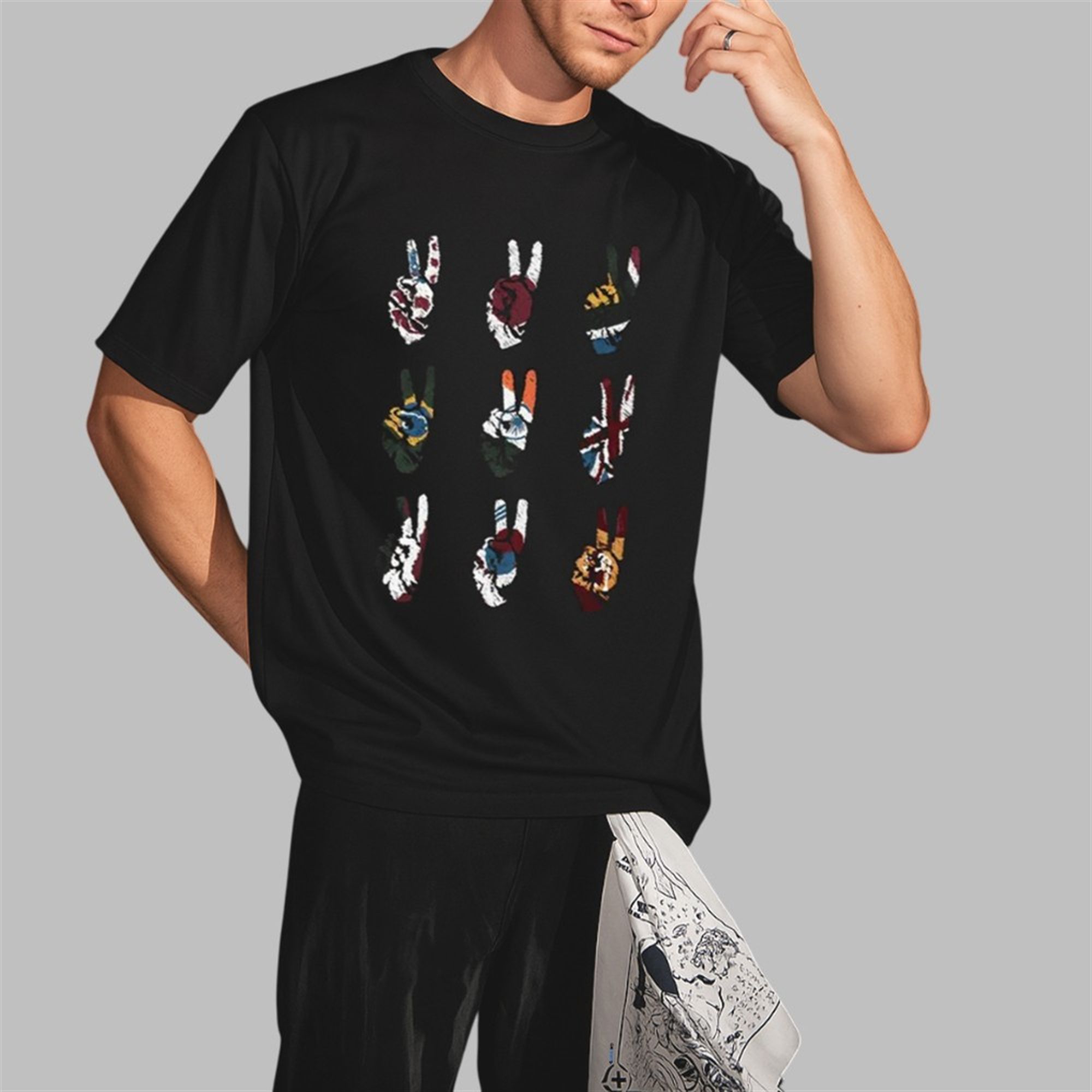 Multi Peace Hand Shirt 3 Multi Peace Hand Shirt 2 3