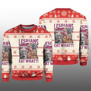 Lesbians Eat What Cat Ugly Sweater 2025 Christmas 1 1