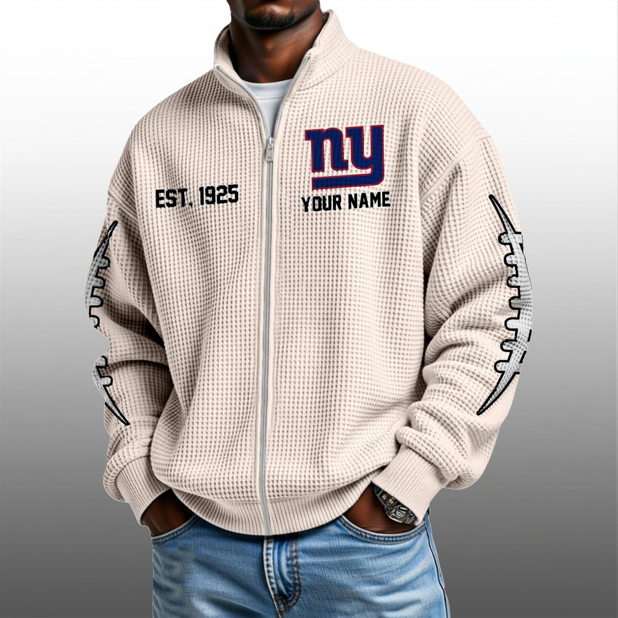 NY Giants EST 1925 Quarter Zip Waffle Sweatshirt 3 NY Giants EST 1925 Quarter Zip Waffe Sweatshirt 3
