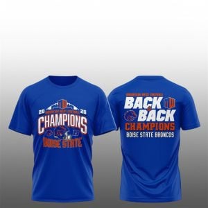 5 Boise State Broncos 2025 Mountain West Champions Back2Back Shirt