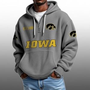 Iowa EST 1989 Half Quarter Zip Waffle Hoodie 1