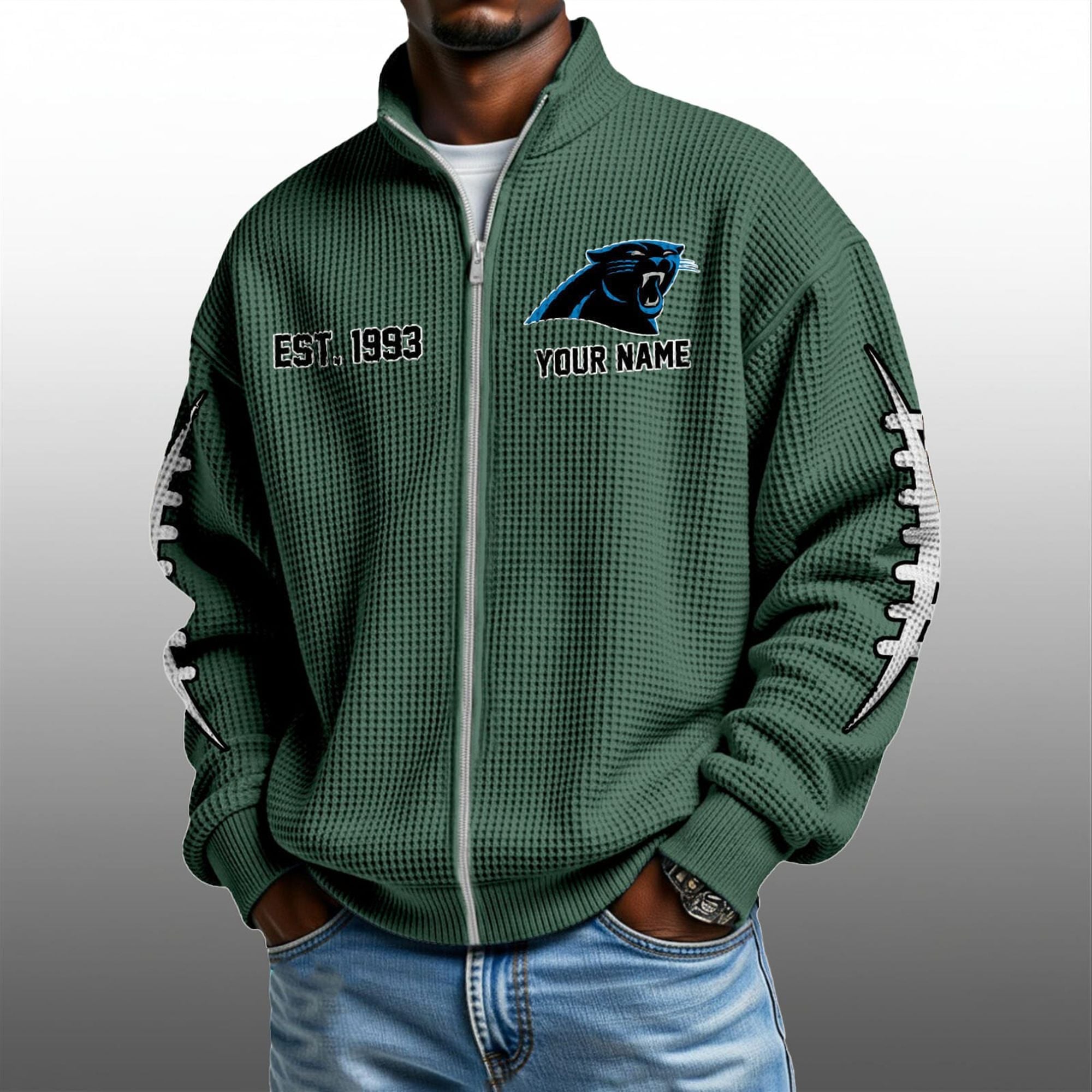 Panthers EST 1993 Quarter Zip Waffle Sweatshirt 2 Panthers EST 1993 Quarter Zip Waffe Sweatshirt 2