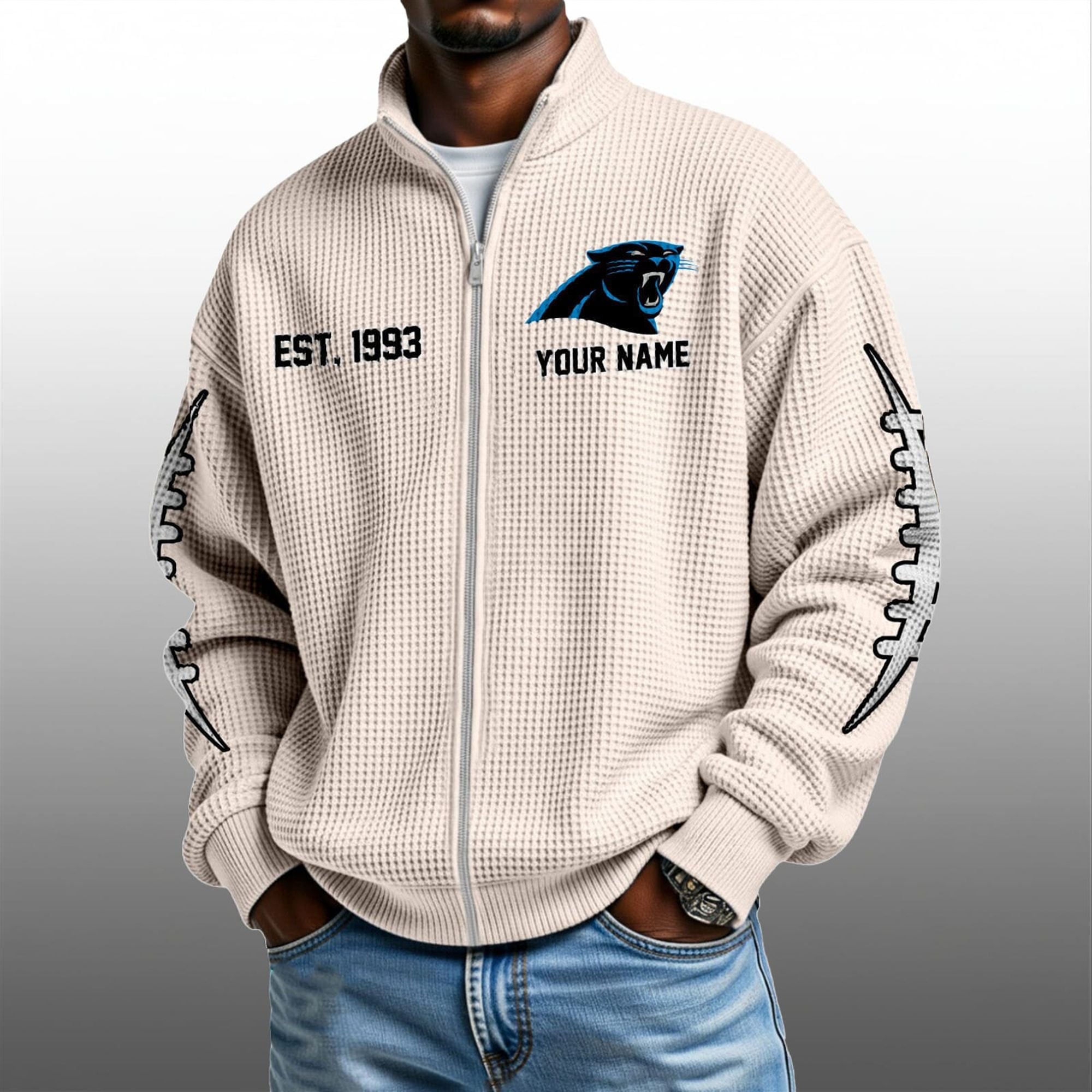 Panthers EST 1993 Quarter Zip Waffle Sweatshirt 3 Panthers EST 1993 Quarter Zip Waffe Sweatshirt 3