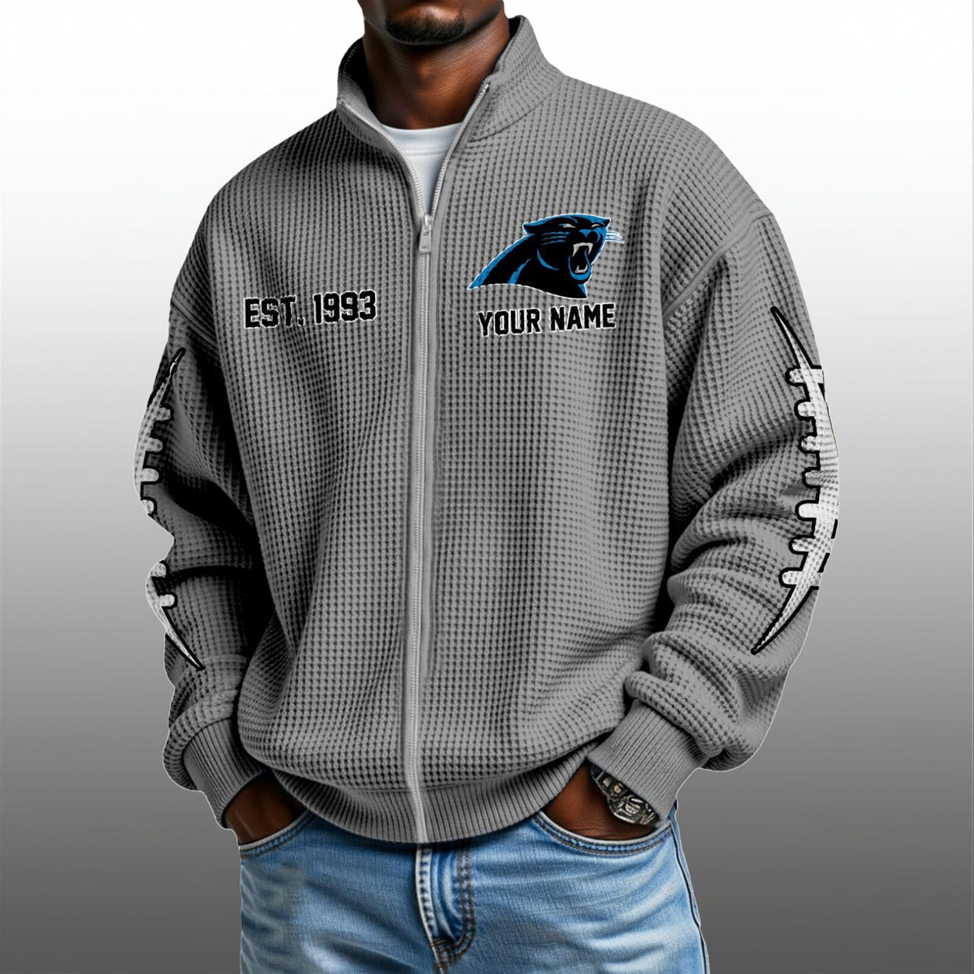 Panthers EST 1993 Quarter Zip Waffle Sweatshirt 4 Panthers EST 1993 Quarter Zip Waffe Sweatshirt 4