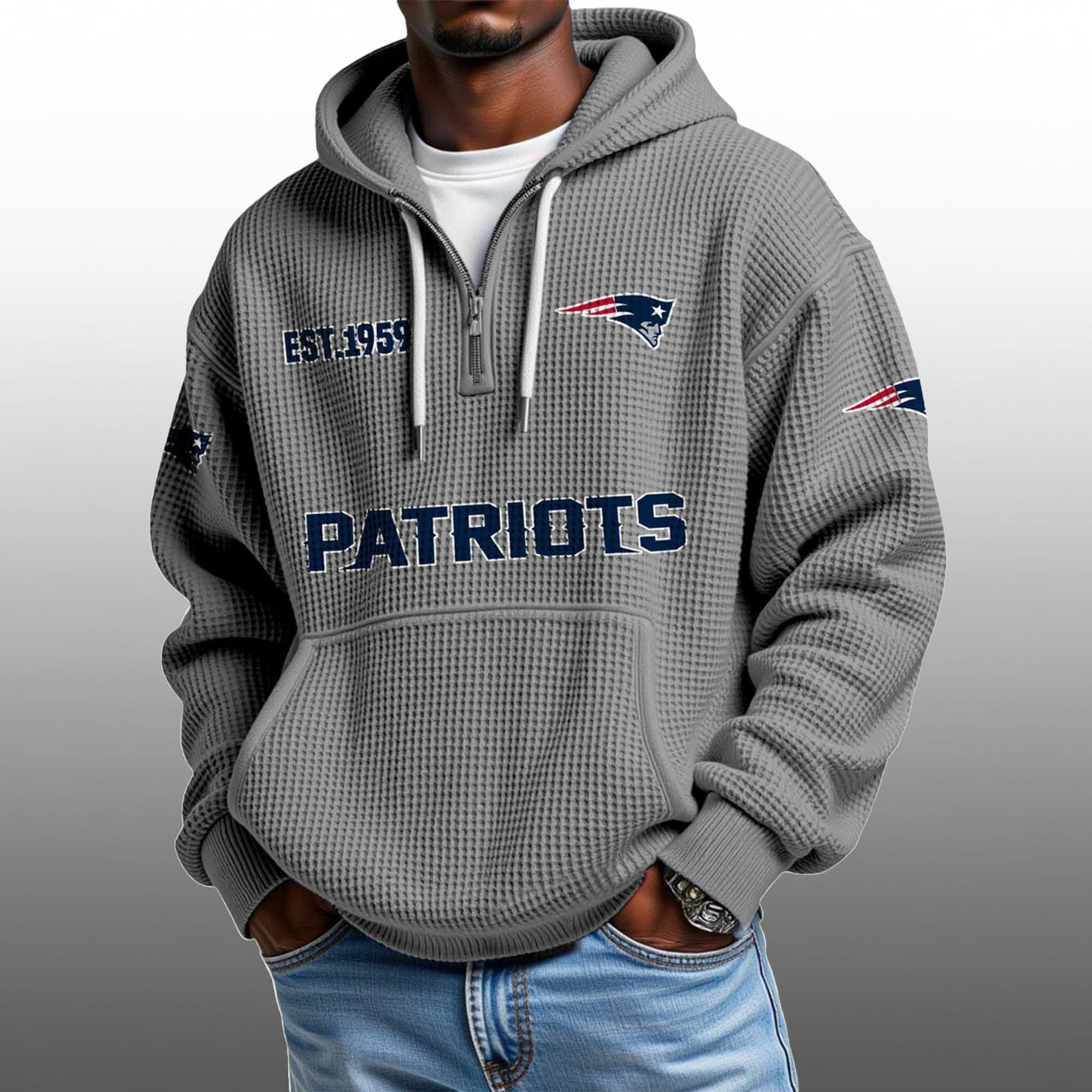 Patriots EST 1959 Half Quarter Zip Waffle Hoodie 5 Patriots EST 1959 Half Quarter Zip Waffle Hoodie