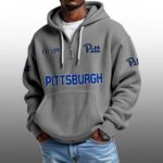Pittsburgh EST 1890 Half Quarter Zip Waffle Hoodie