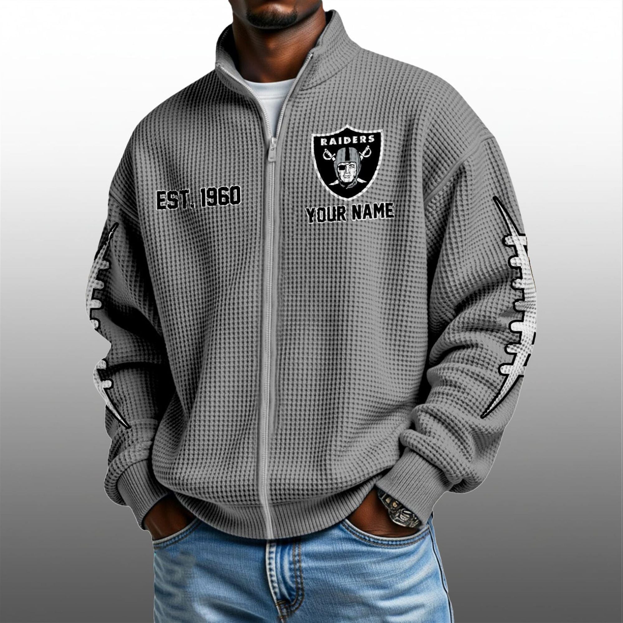 Raiders EST 1960 Quarter Zip Waffle Sweatshirt 3 Raiders EST 1960 Quarter Zip Waffe Sweatshirt 3
