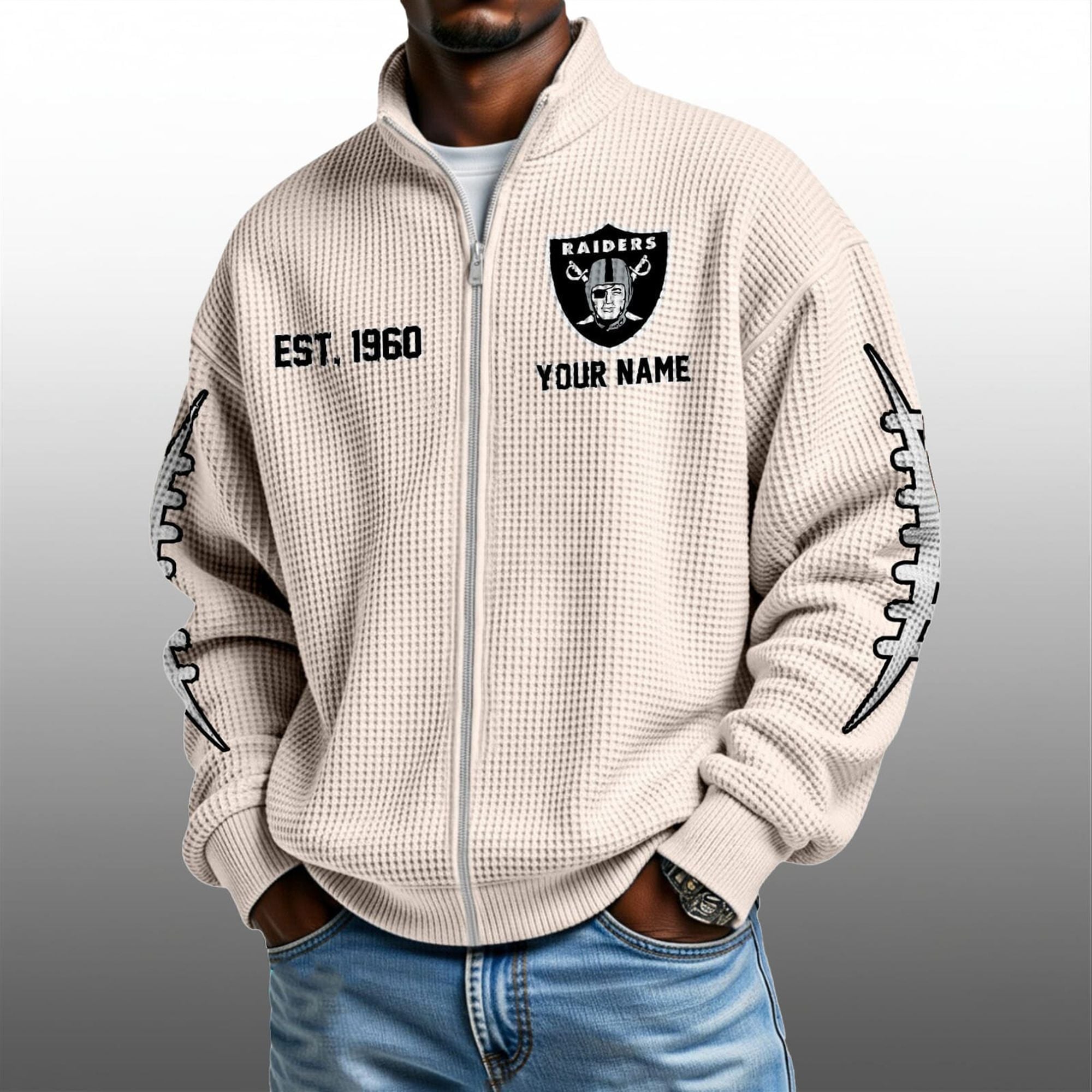 Raiders EST 1960 Quarter Zip Waffle Sweatshirt 4 Raiders EST 1960 Quarter Zip Waffe Sweatshirt 4