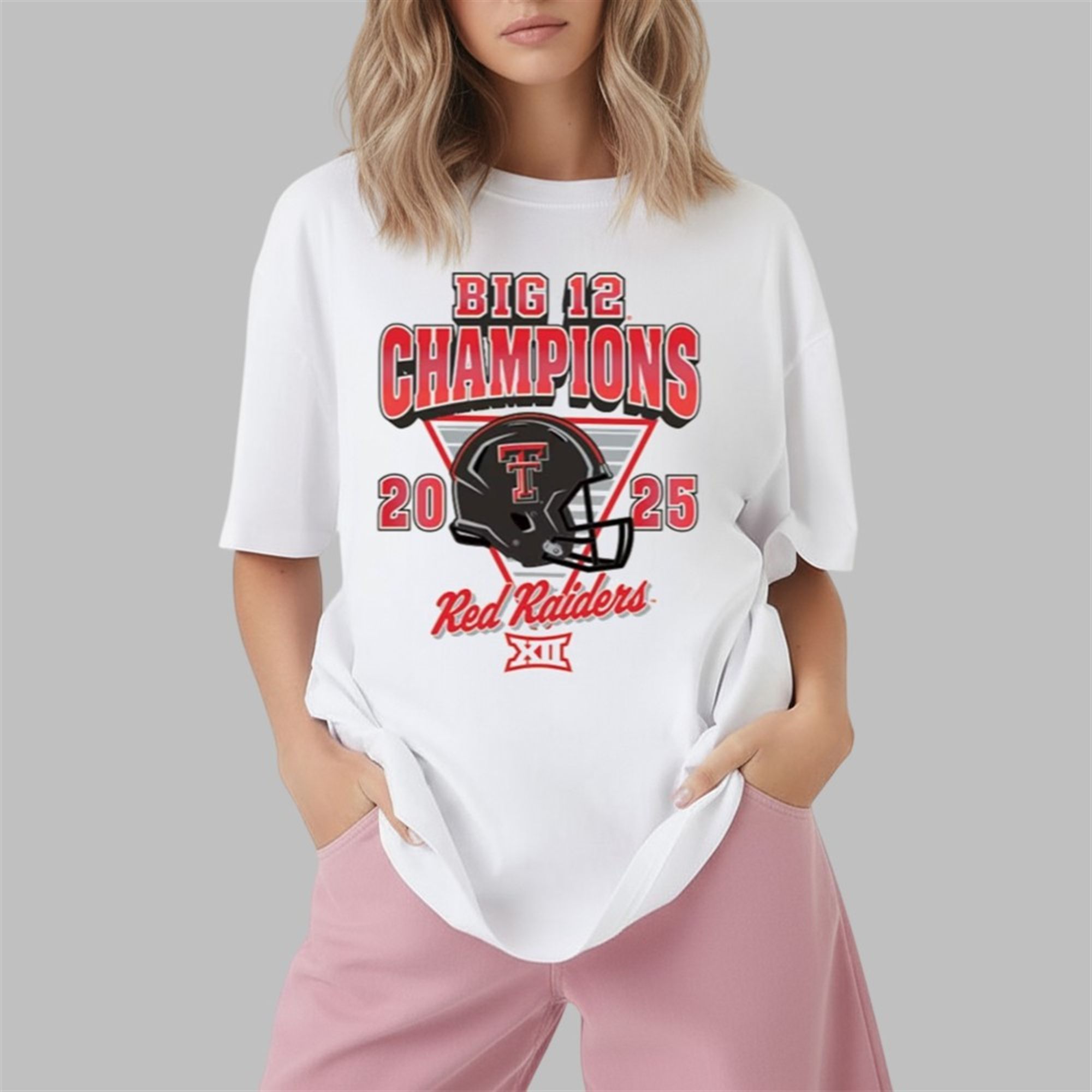 Red Raiders 2025 Big 12 Football Champions HELMET Shirt 1 2 Red Raiders 2025 Big 12 Football Champions HELMET Shirt 1 2