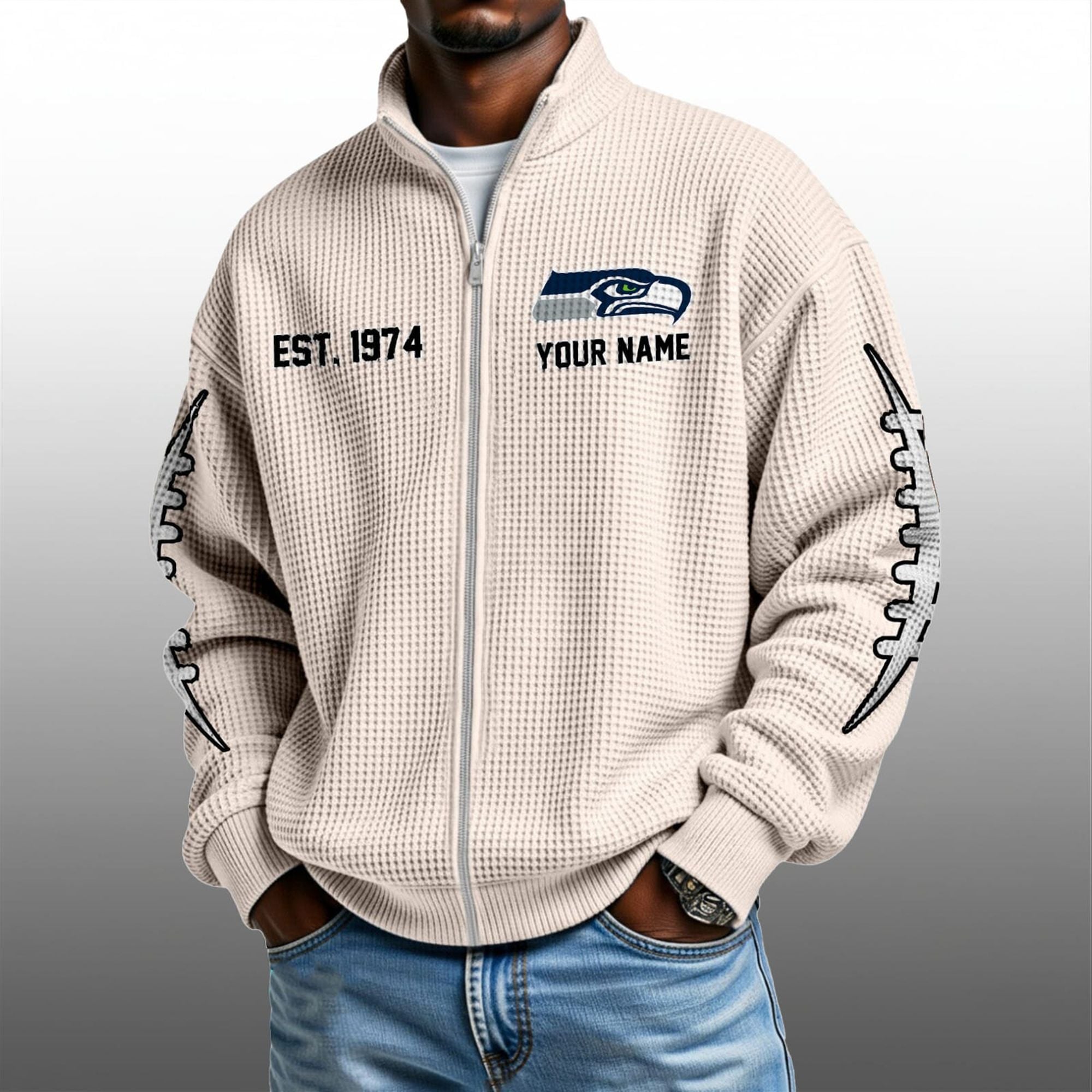 Seahawks EST 1974 Quarter Zip Waffle Sweatshirt 3 Seahawks EST 1974 Quarter Zip Waffe Sweatshirt 3