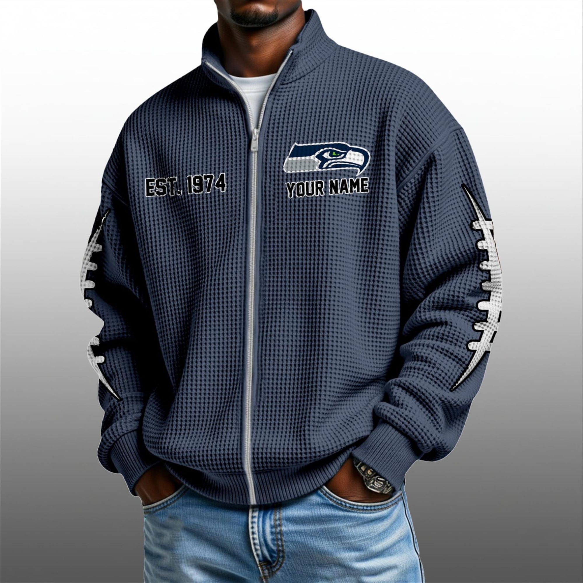 Seahawks EST 1974 Quarter Zip Waffle Sweatshirt 4 Seahawks EST 1974 Quarter Zip Waffe Sweatshirt 4