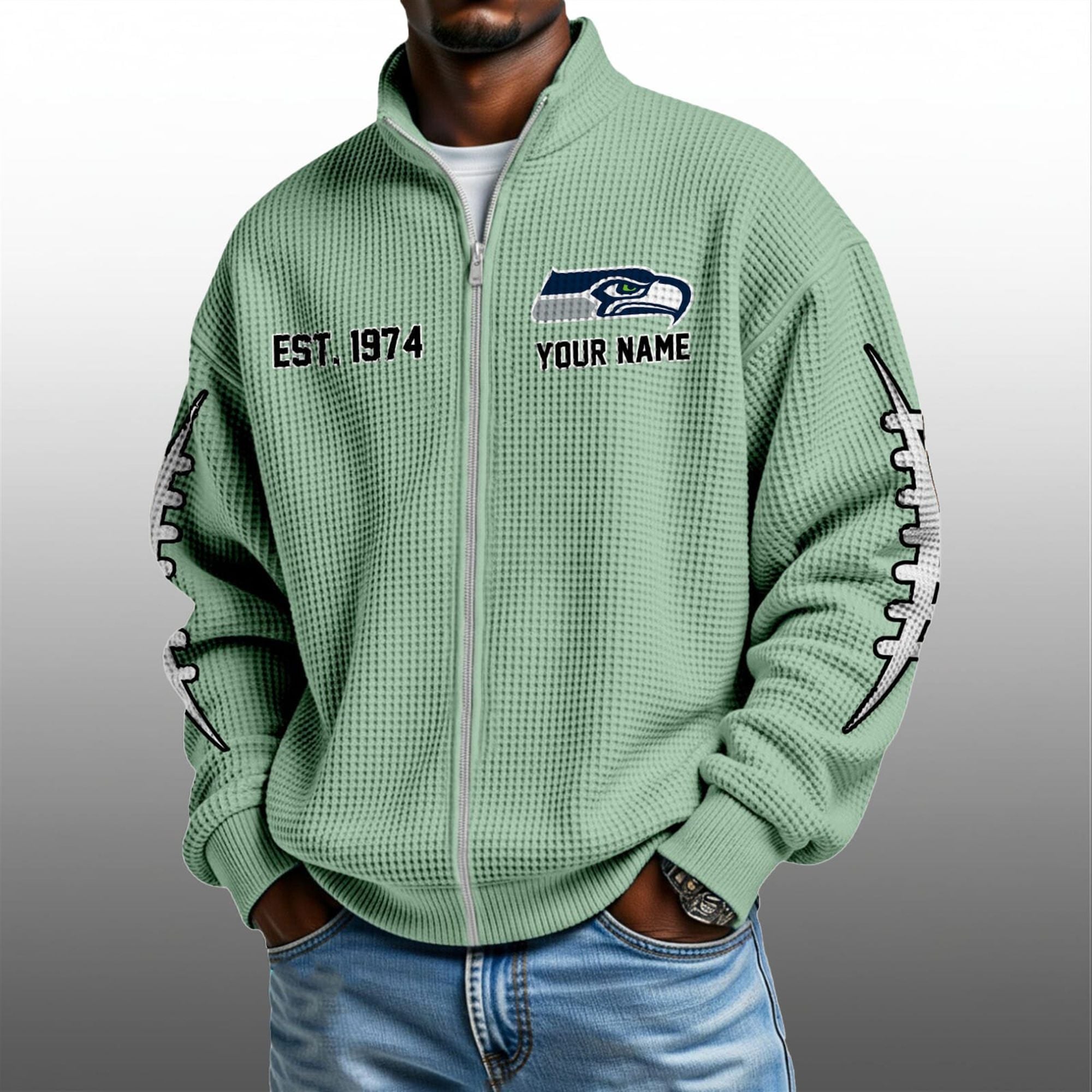 Seahawks EST 1974 Quarter Zip Waffle Sweatshirt 5 Seahawks EST 1974 Quarter Zip Waffe Sweatshirt
