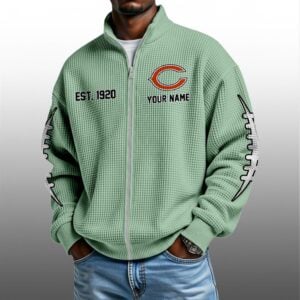 Bears EST 1920 Quarter Zip Waffle Sweatshirt