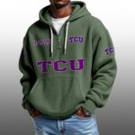 TCU EST 1896 Half Quarter Zip Waffle Hoodie
