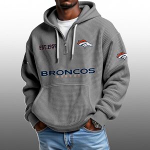 Broncos EST 1959 Half Quarter Zip Waffle Hoodie 1